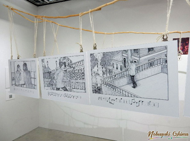 吊り下げられ展示された海外アーティスト作品-CULTURE WEAVERS01