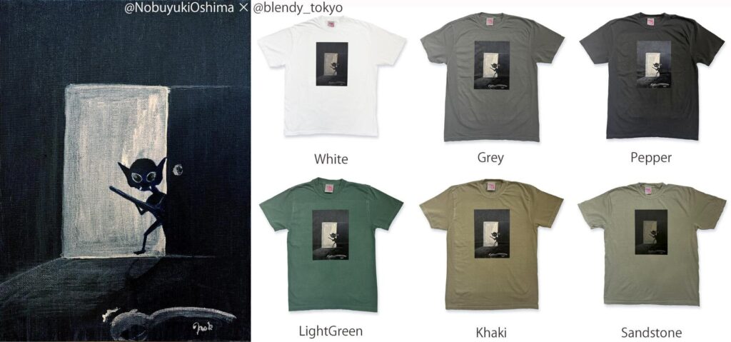 エイリアン（宇宙人）Tシャツ「Nobuyuki Oshima」×「blendy tokyo」コラボT『ALIEN-1982』（UFO・オカルトアート・イラスト・絵画）