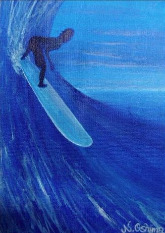 絵画アート「ロングボーダー サーフィン」Nobuyuki Oshima（大嶋信之）