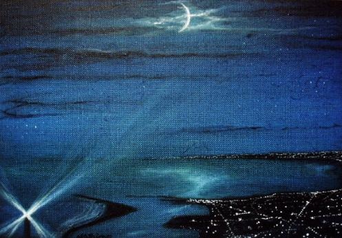 絵画アート「飯岡灯台と九十九里の海」Nobuyuki Oshima（大嶋信之）