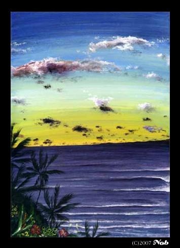 絵画アート「サンセットの海Ⅱ」Nobuyuki Oshima(大嶋信之)