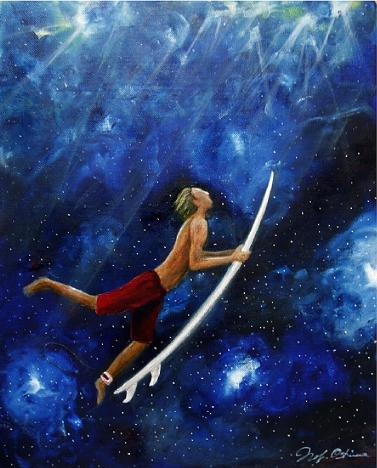 絵画アート「ドルフィン in space」Nobuyuki Oshima（大嶋信之）