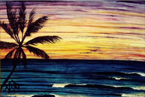 絵画アート「サンセットの海Ⅲ」Nobuyuki Oshima（大嶋信之）