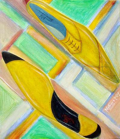 靴の絵画アート「Vウィングチップ ドレスシューズ」Nobuyuki Oshima（大嶋信之）