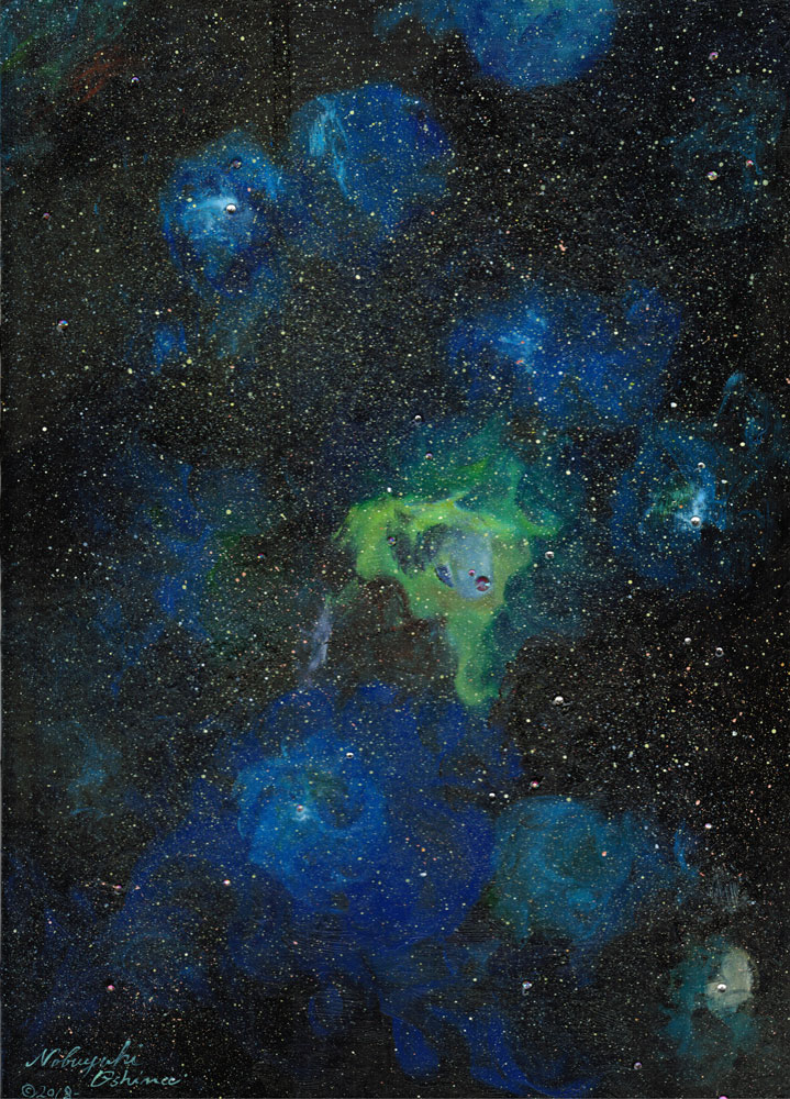 「宇宙の絵画2018-02(Art Painting of Space,Universe,Nebula, Galaxy,Star)」-Nobuyuki Oshima(大嶋信之)