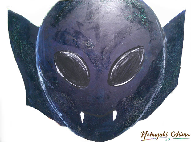 本革製仮面「私の見た宇宙人はガネーシャ?」製作途中のエイリアン-Nobuyuki Oshima(大嶋信之)