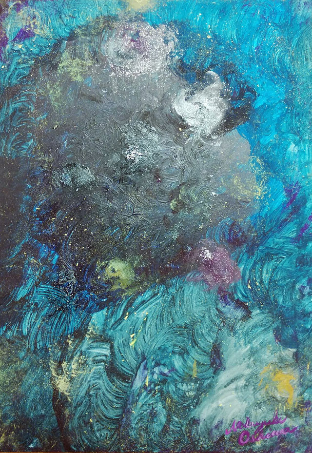 抽象画アート「夜空の果て(End of Night Sky)」2021年制作-Nobuyuki Oshima(大嶋信之)