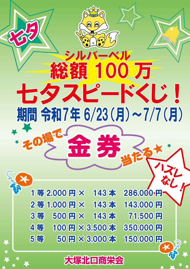 大塚北口商栄会「七夕スピードくじセール!」ポスターデザイン作成-Nobuyuki Oshima(大嶋信之)