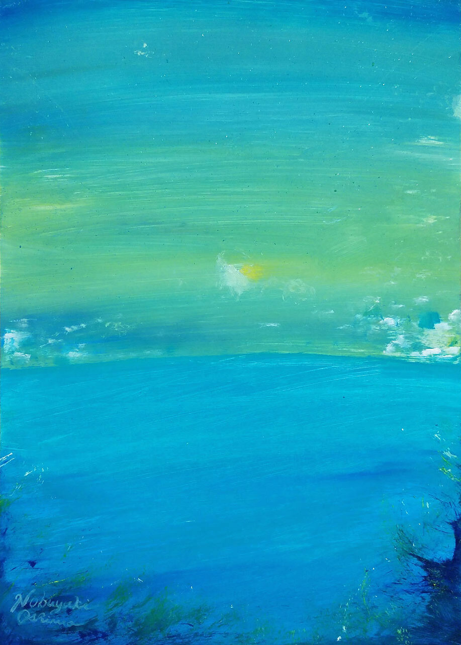 抽象画アート「水平線の向こう側(Beyond the Horizon)」2021年制作-Nobuyuki Oshima(大嶋信之)