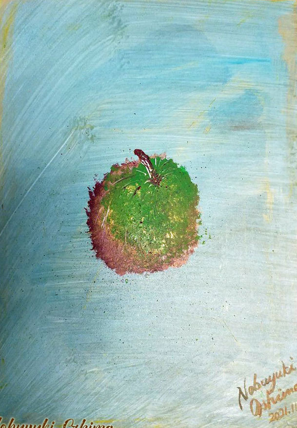 抽象画アート「熟れた洋梨(Ripe pear)」2021年制作-Nobuyuki Oshima(大嶋信之)