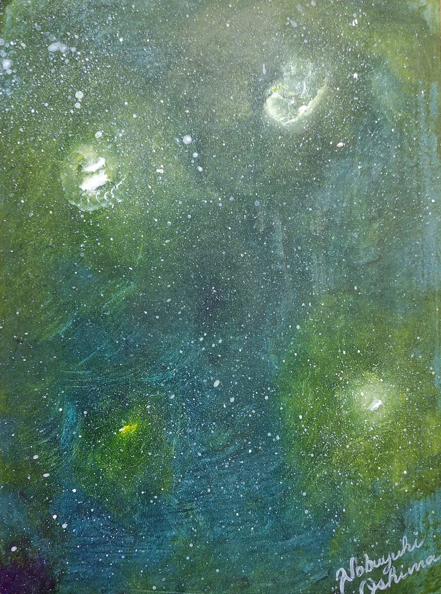 絵画アート「緑の宇宙(Green Universe)」-Nobuyuki Oshima(大嶋信之)