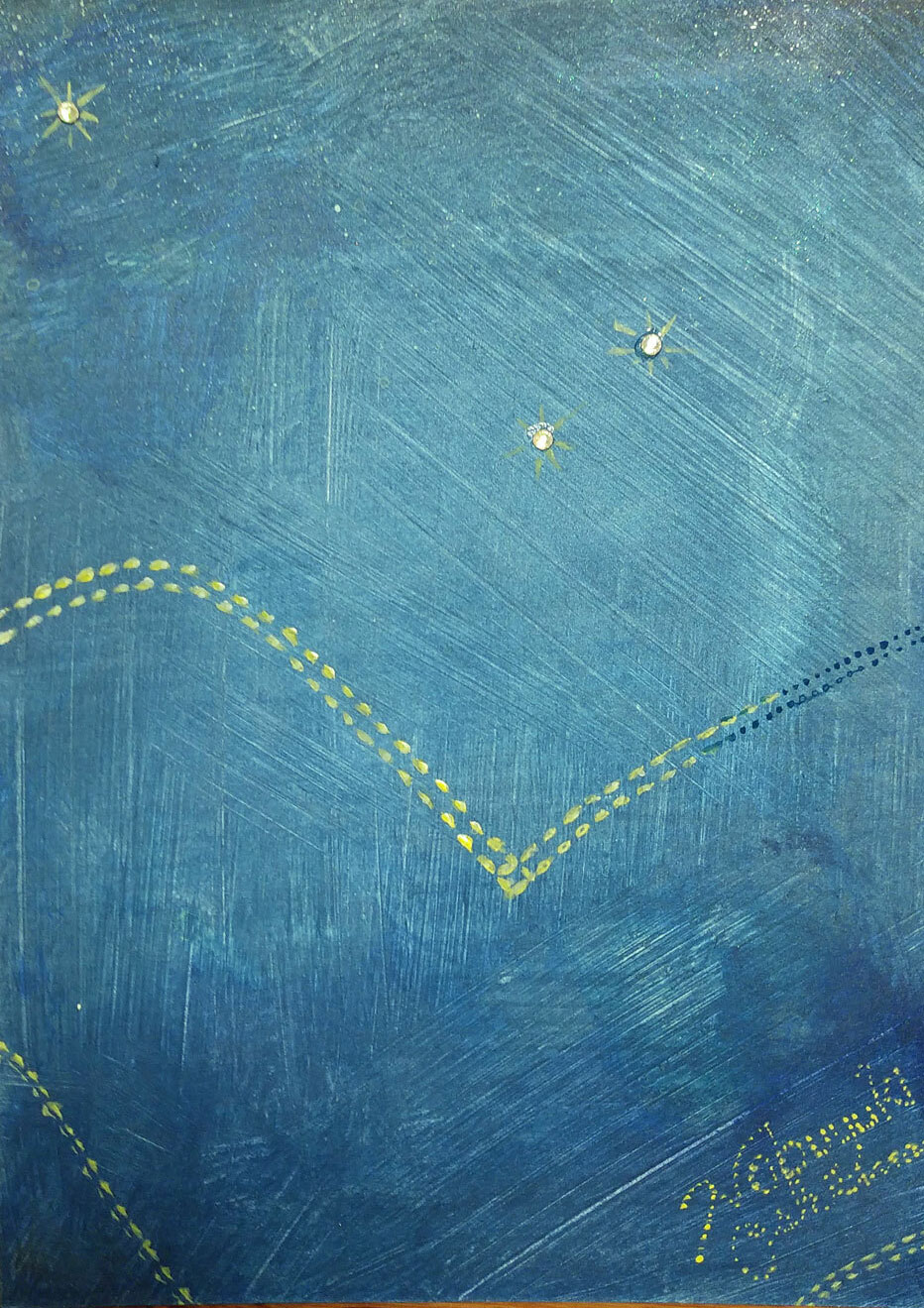 絵画アート「縦落ちのデニム」（2021年制作）-大嶋信之（Nobuyuki Oshima）