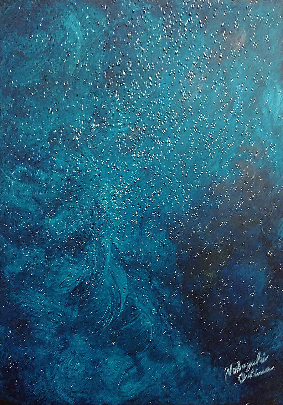 絵画アート「藍染めの果ての星屑(Stardust on the Indigoblue)」-Nobuyuki Oshima(大嶋信之)