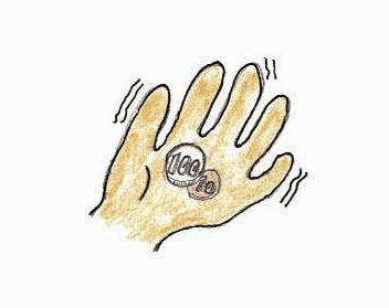 切符代を払った残金110円のイラスト絵-大嶋信之(Nobuyuki Oshima)