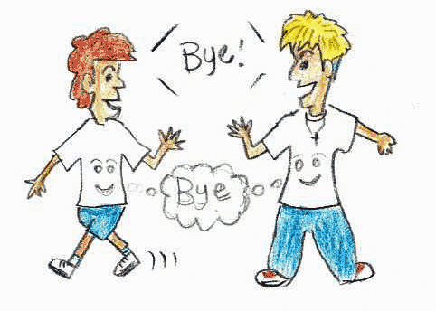 服同士があいさつ(会話・コミュニケーション)している様子のイラスト絵-Nobuyuki Oshima(大嶋 信之)