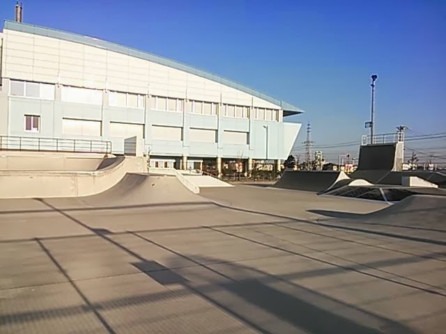 コンクリートのバンクも充実-オリプリランド　セクションの数々-スケートコート「オリプリランド」スケートパーク（スケボーパーク）