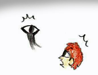 学校の教室に現れたシャドーマンが驚く様子