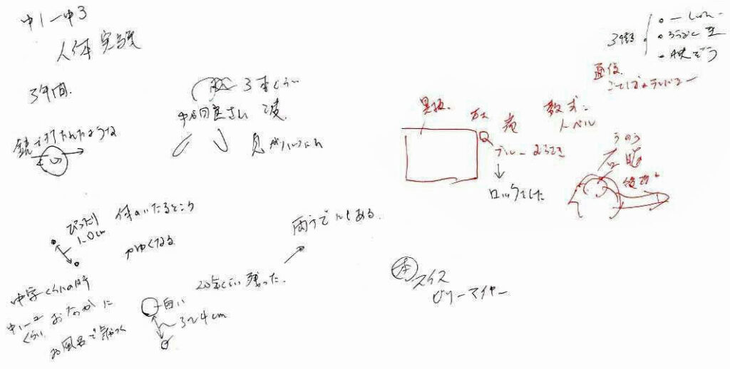 「宇宙人との交信と人体実験（13～15歳、中学1～3年生）」とっちゃんさんの話のメモ書き