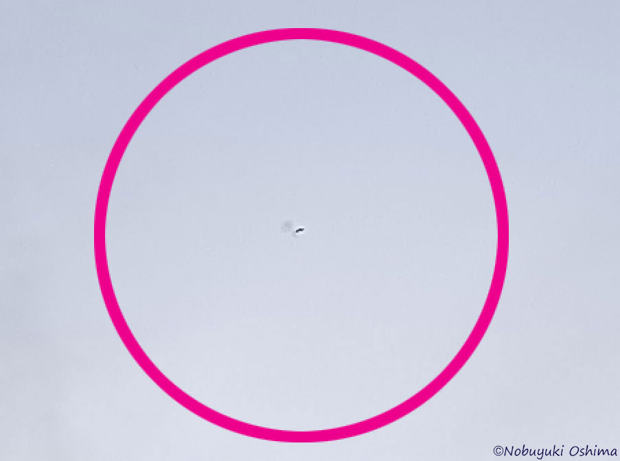 千葉県市原市上空(西の方角)日没後の空の写真に映ったUFO2の拡大(2026年1月1日 大嶋信之撮影)