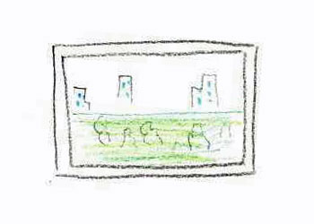 建築予定の現場写真に映った土地(地面)から沸き出た複数のモヤ(心霊写真)のイラスト