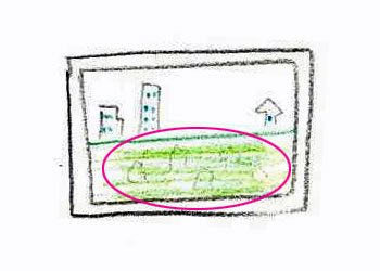 建築予定の現場の複数の写真に映った土地(地面)から沸き出た複数のモヤ(心霊写真)のイラスト