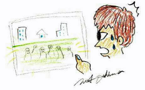 建築予定の現場の写真に映った土地(地面)から沸き出た複数のモヤの上部がすべて顔(心霊写真)のイラスト