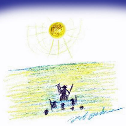 伊豆熱川の海岸に数々の武士の亡霊のイラスト(心霊・幽霊)