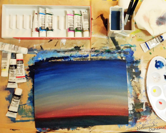 グラデーション-絵画(アクリル画)を描いてみた(大嶋信之)