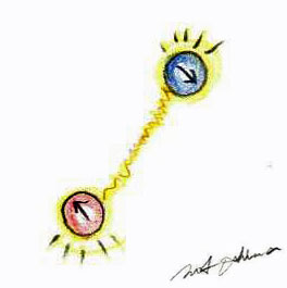 量子もつれ（Quantum entanglement）のイメージイラスト（大嶋信之）