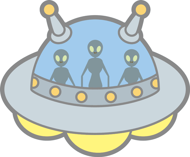 UFOに乗ったエイリアン（宇宙人）のイラスト